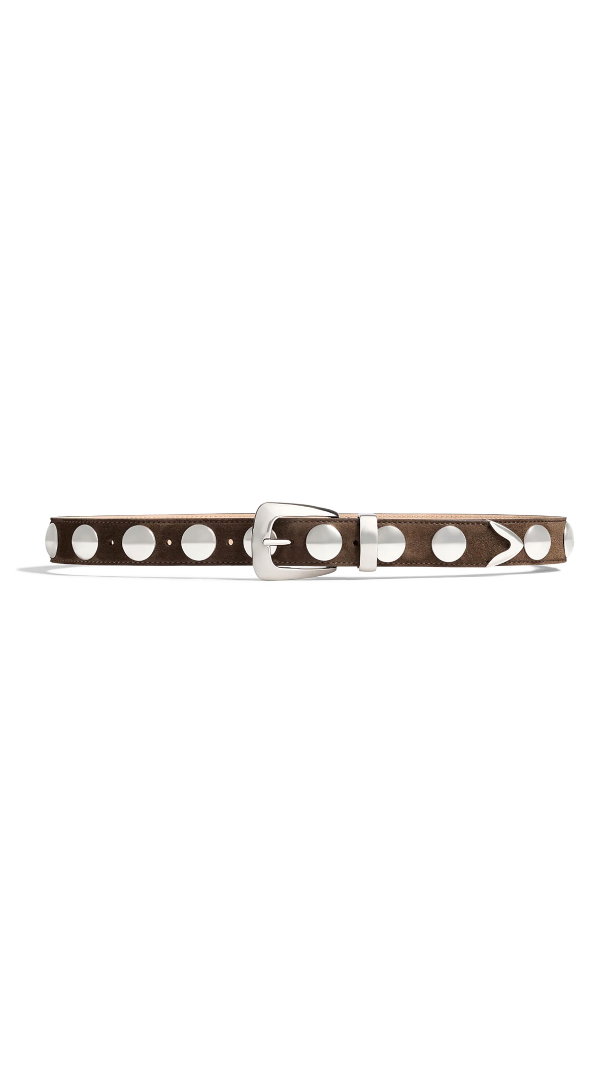 Benny Belt in Suede with Studs - Ebano Suede/Silver