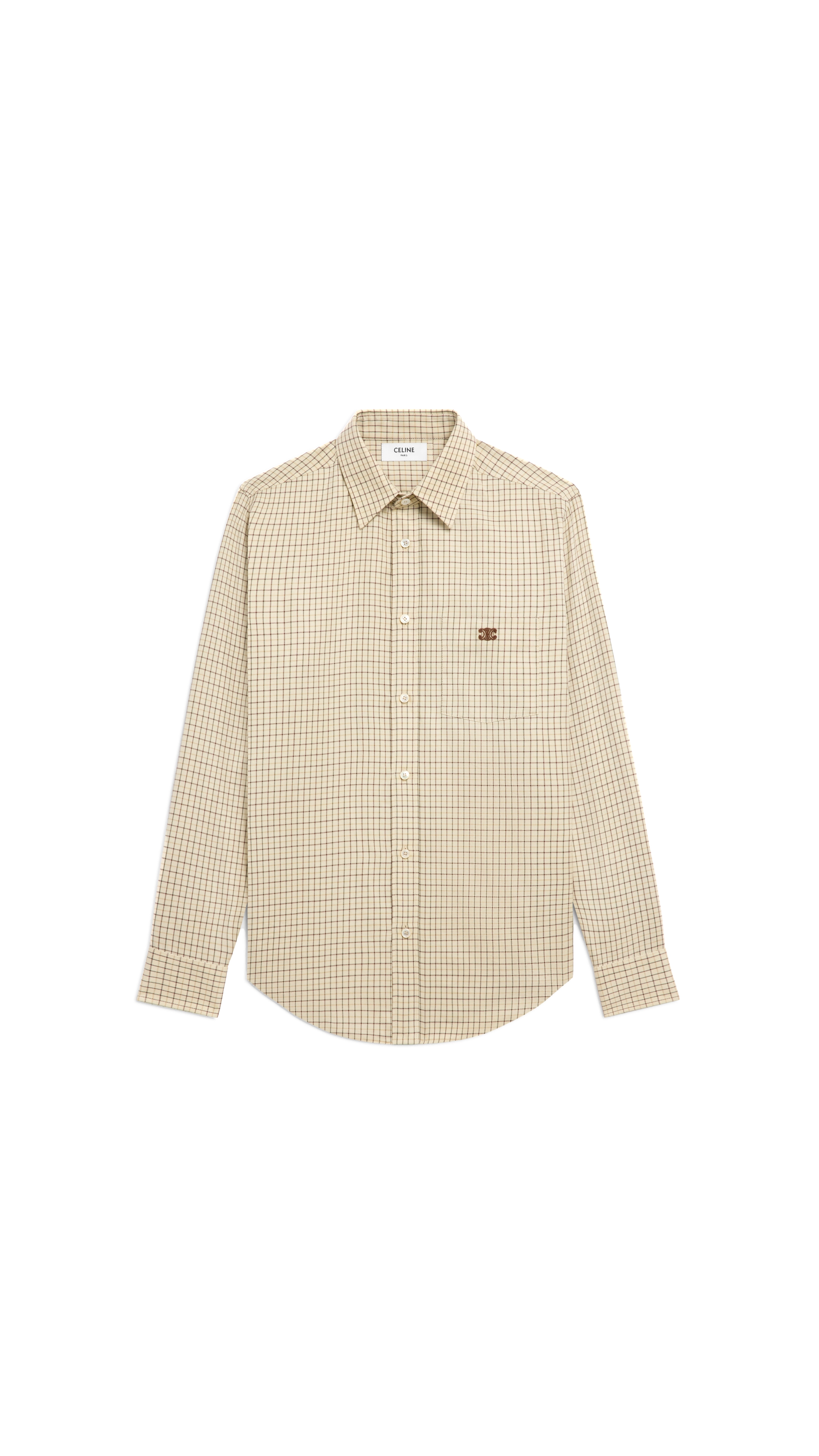 Loose Shirt in Checked Cotton - Beige/Camel/Maroon