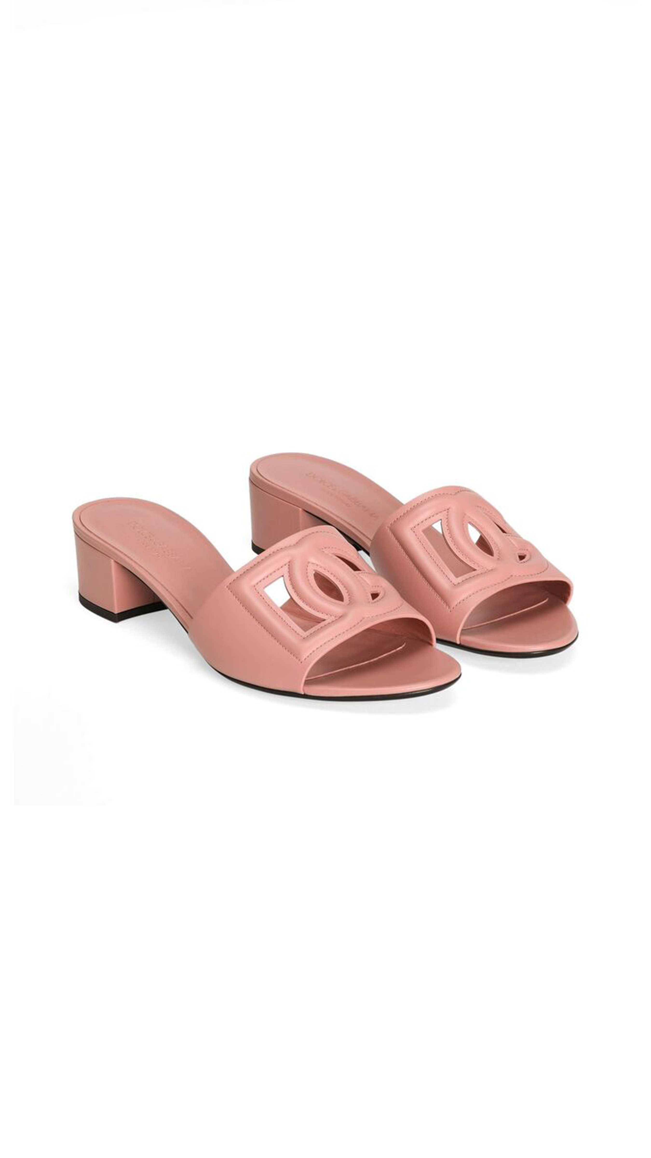Calfskin Sliders with DG Logo - Light Pink