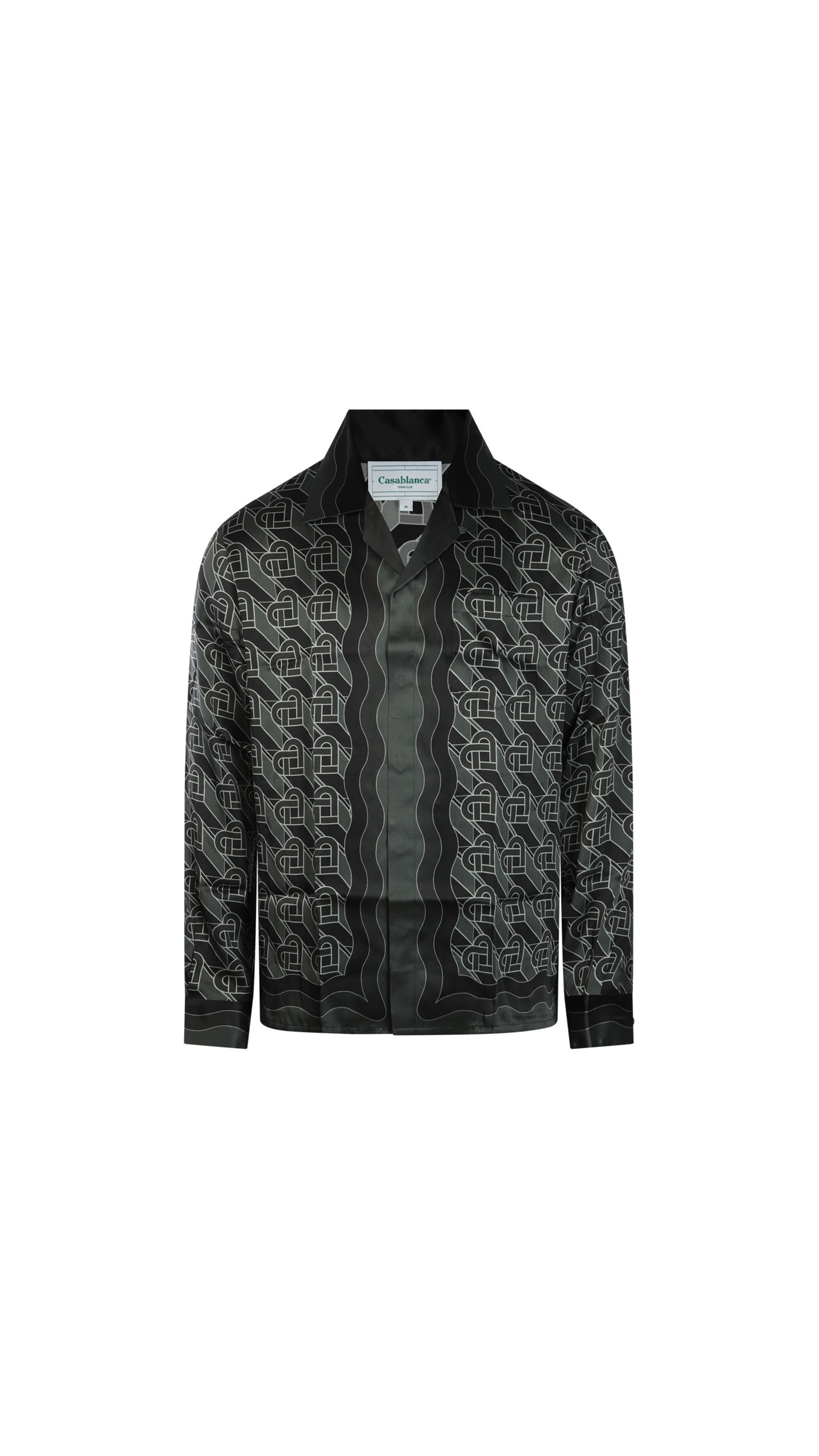 Heart Monogram Silk Shirt - Black