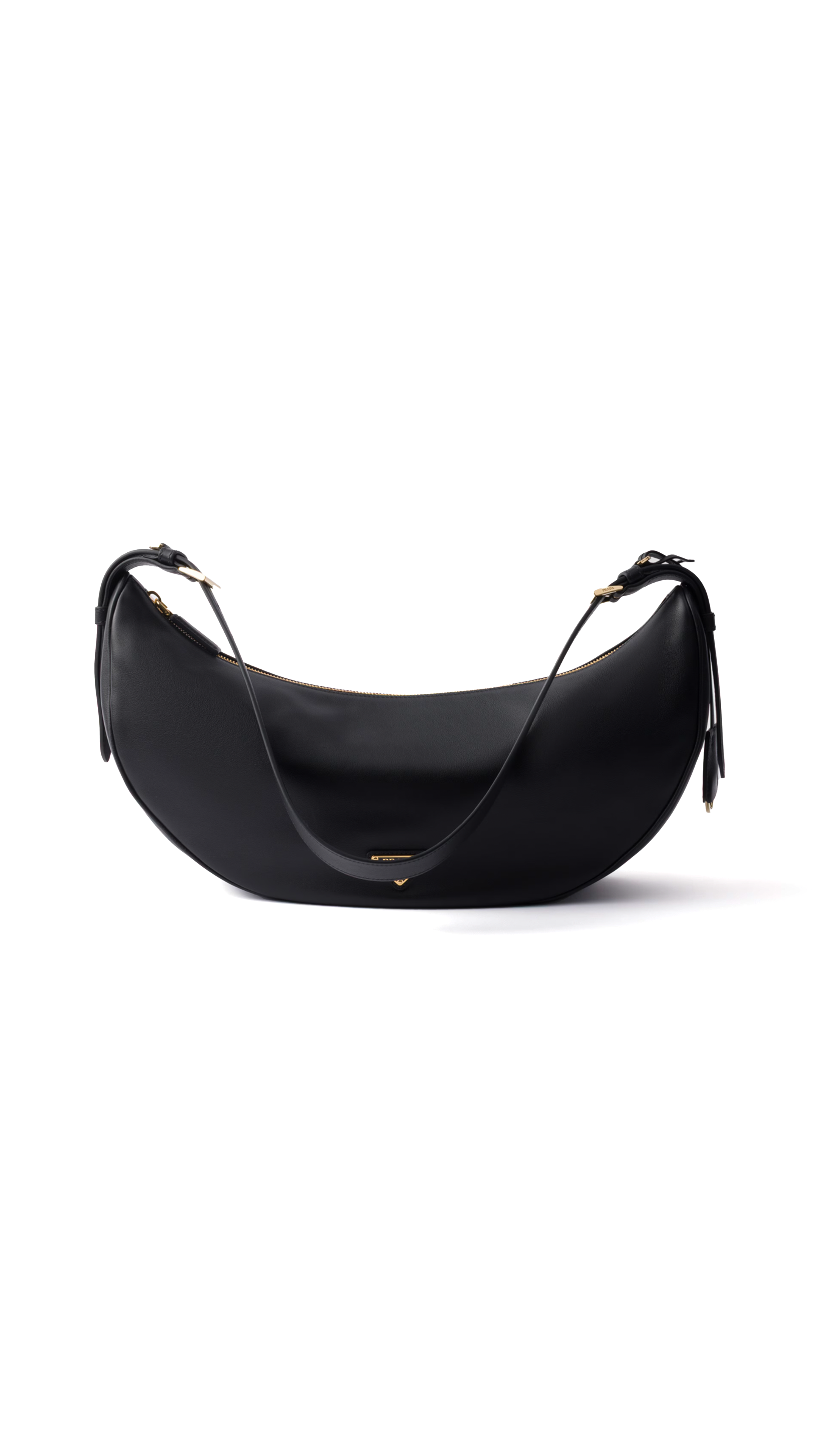 Demi-Lune Large Leather Shoulder Bag - Black