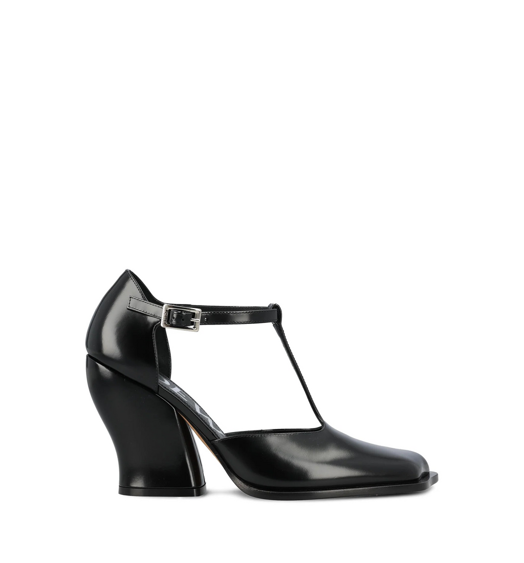 Onda T-bar pump in brushed calfskin