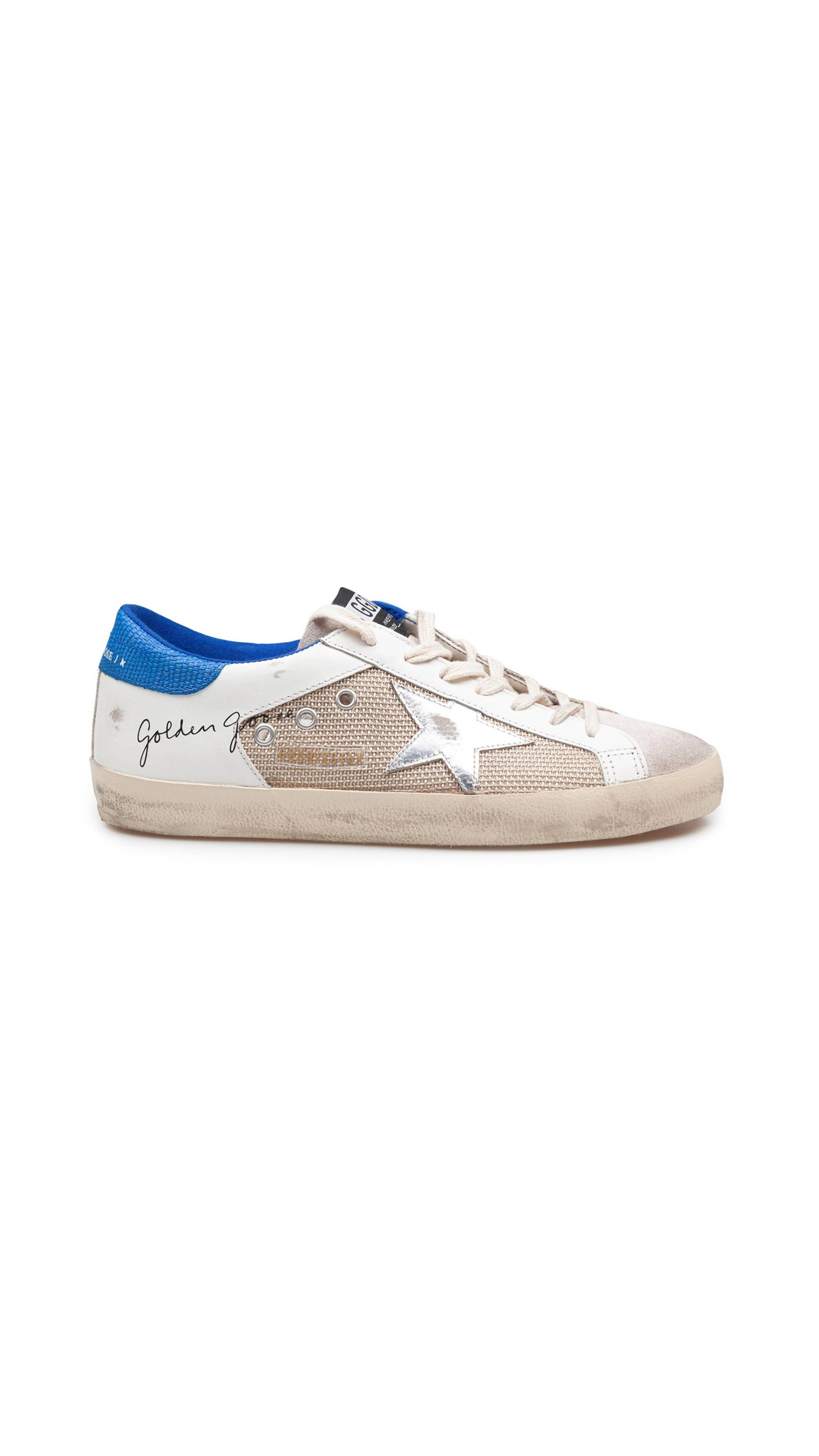 Super Star Leather and Mesh Sneakers - White/Blue