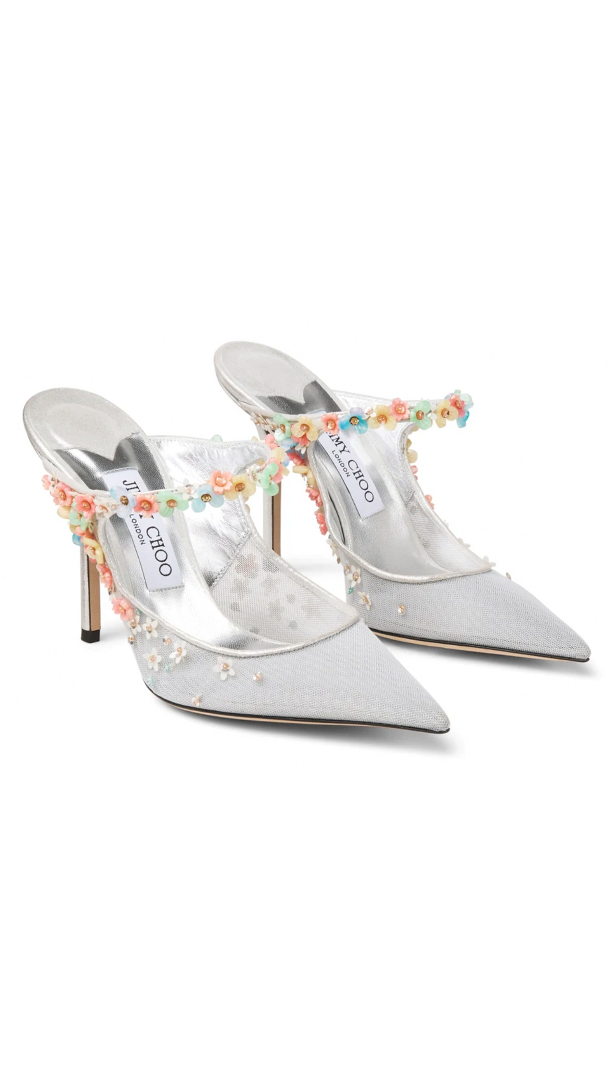 Bing Daisy 100 Mesh Embellished Mule - Silver/Multi
