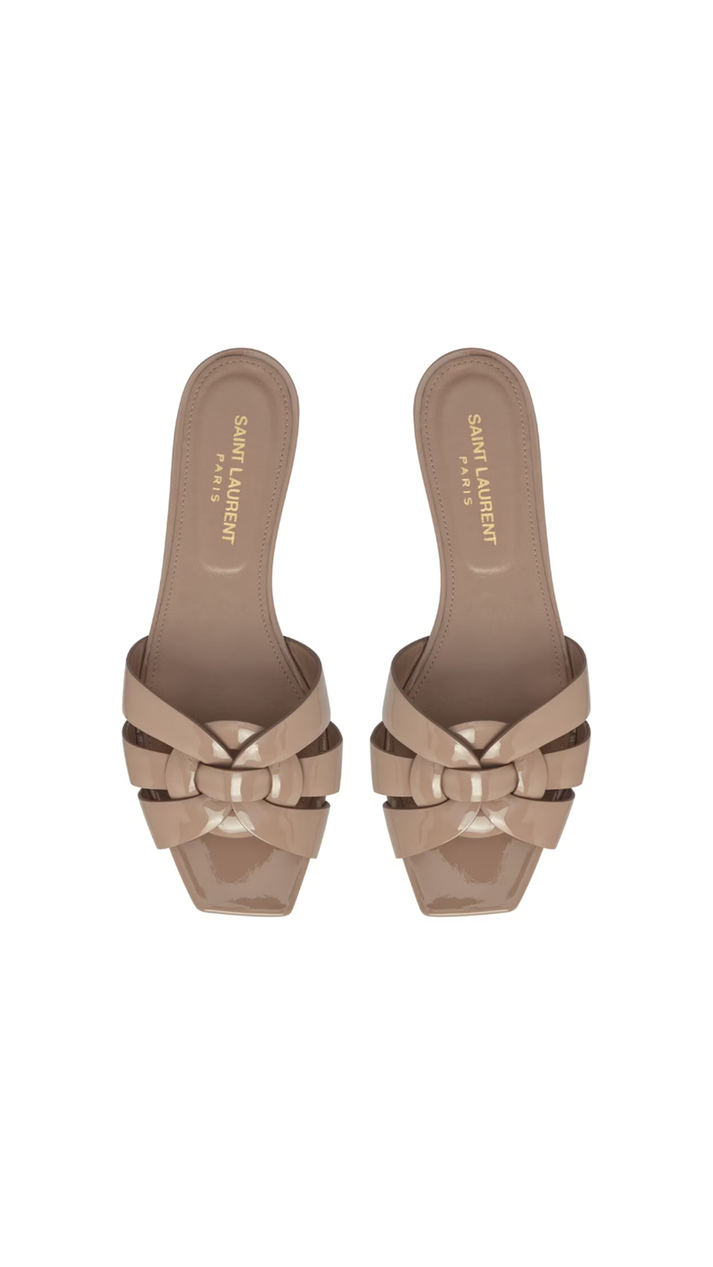 Tribute Flat Mules in Patent Leather - Nude
