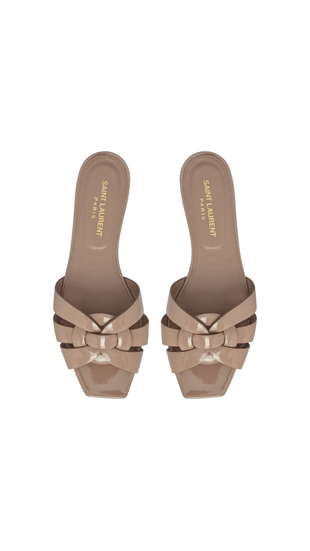 Tribute Flat Mules in Patent Leather - Nude
