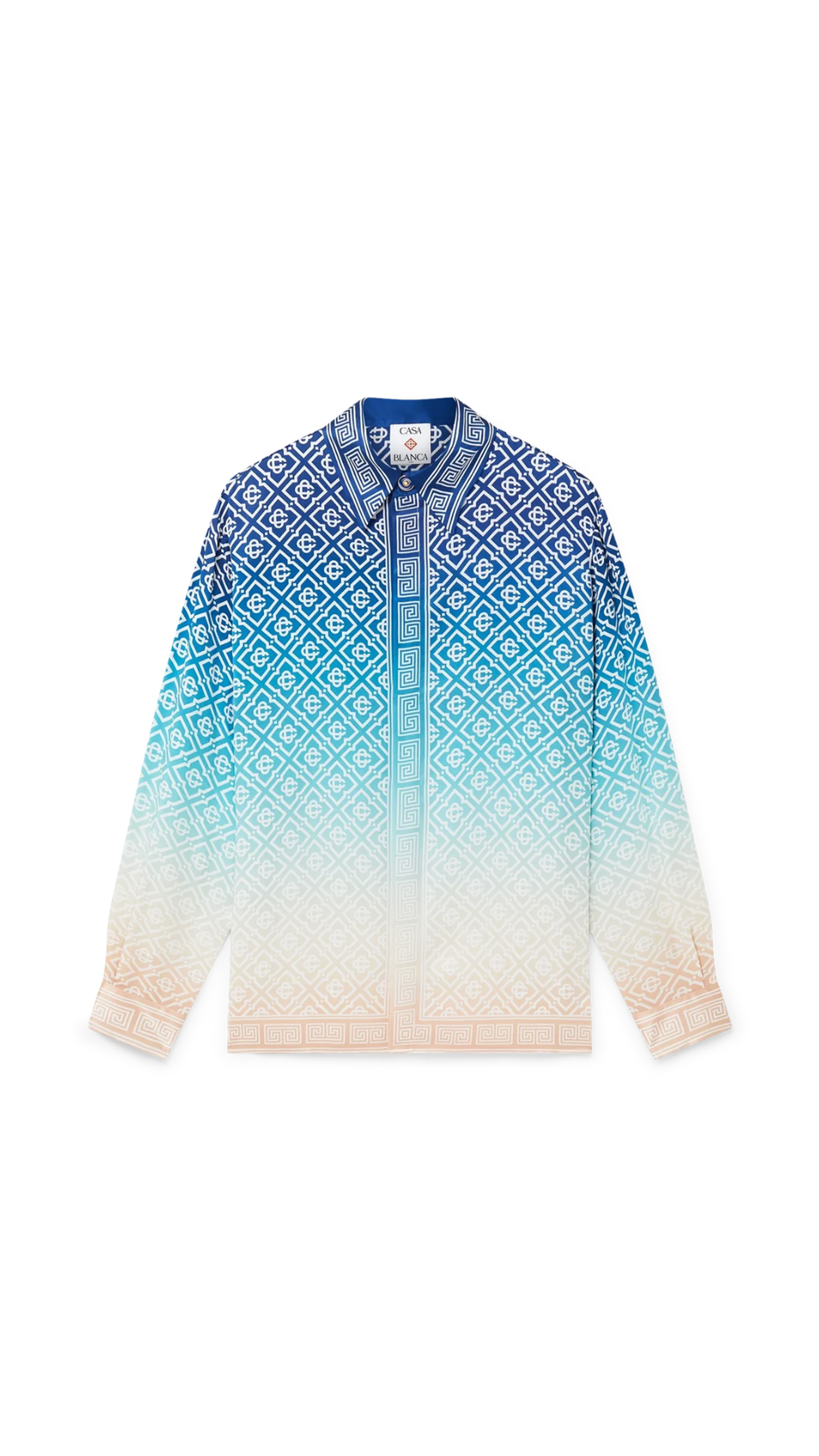 Jacquard Gradient Silk Shirt - Blue