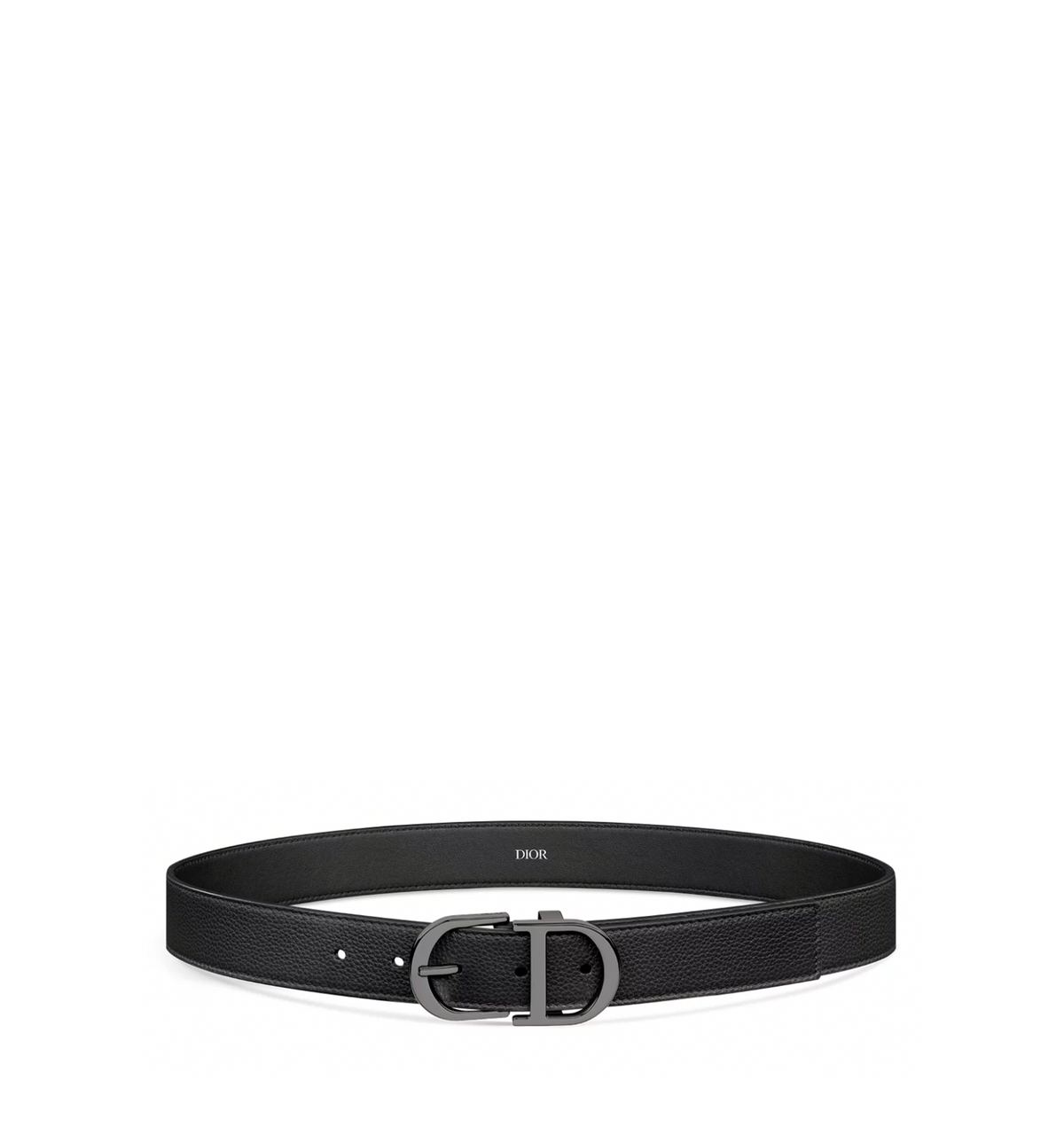 Leather belt with metal CD logo
