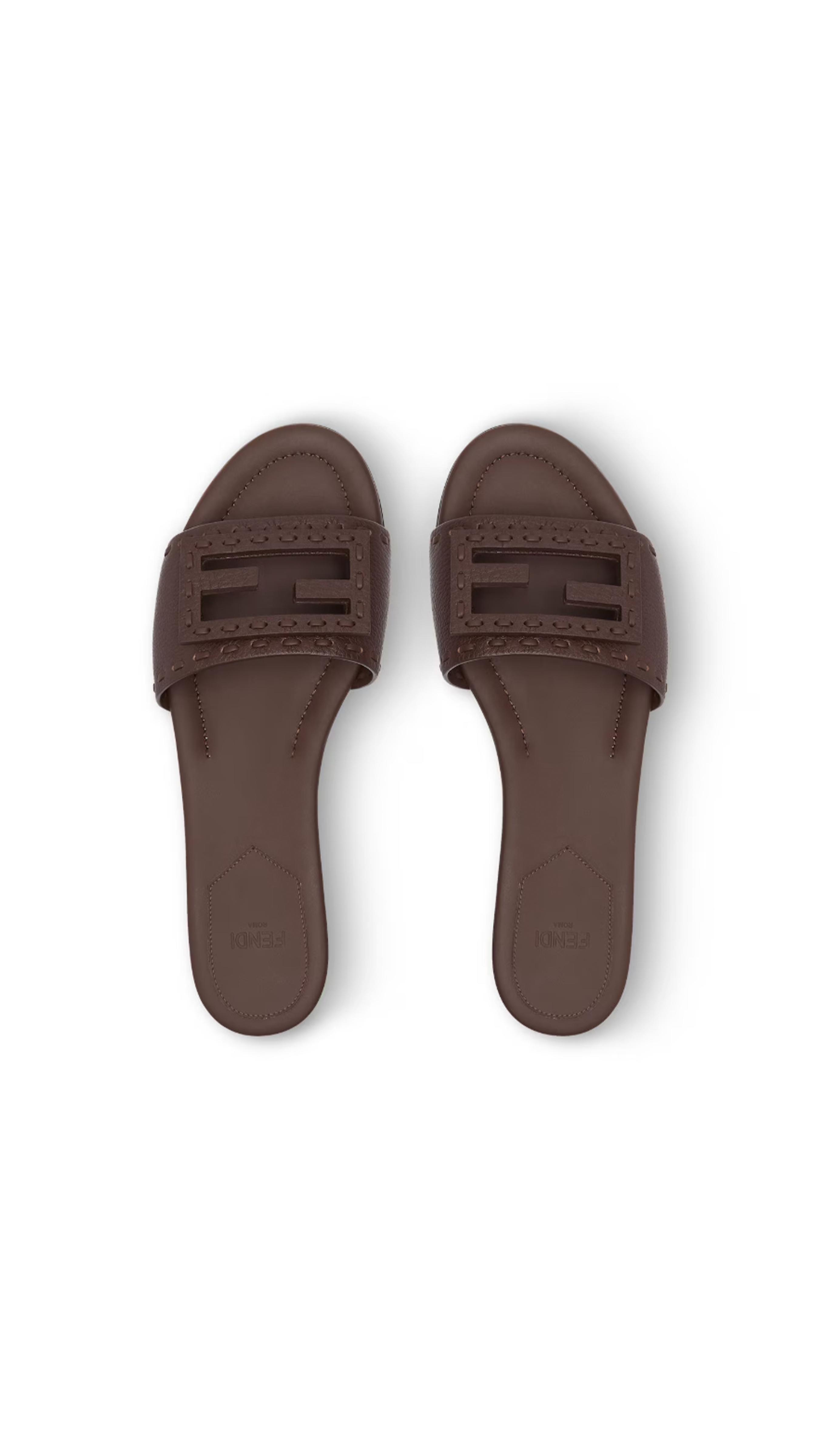 Baguette Leather Slides - Dark Brown