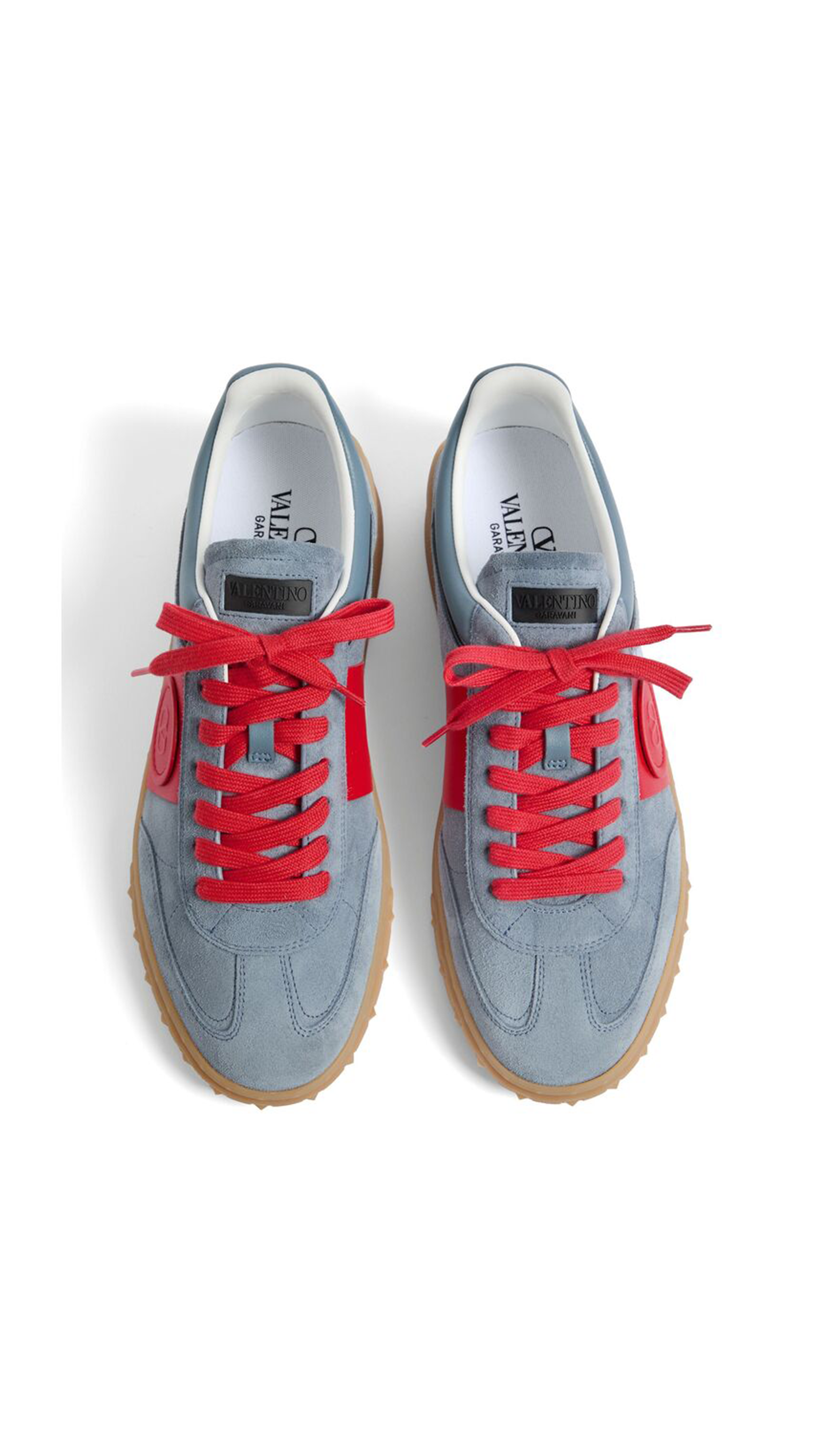 Upvillage Sneaker in Split Suede Leather and Nappa Calfskin - Grey/Coral