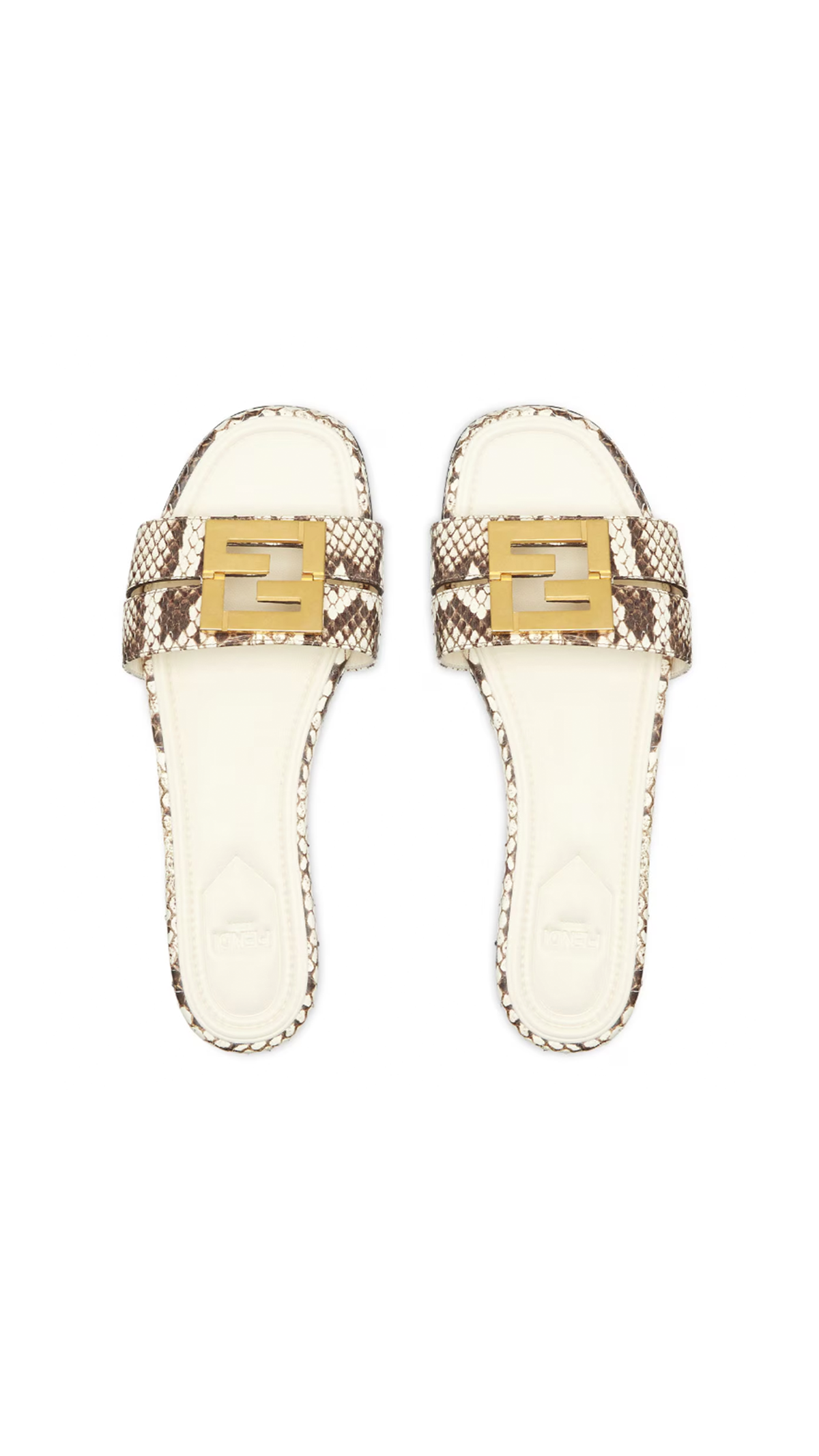 FFold Eel Leather Slide Sandals - White/Brown
