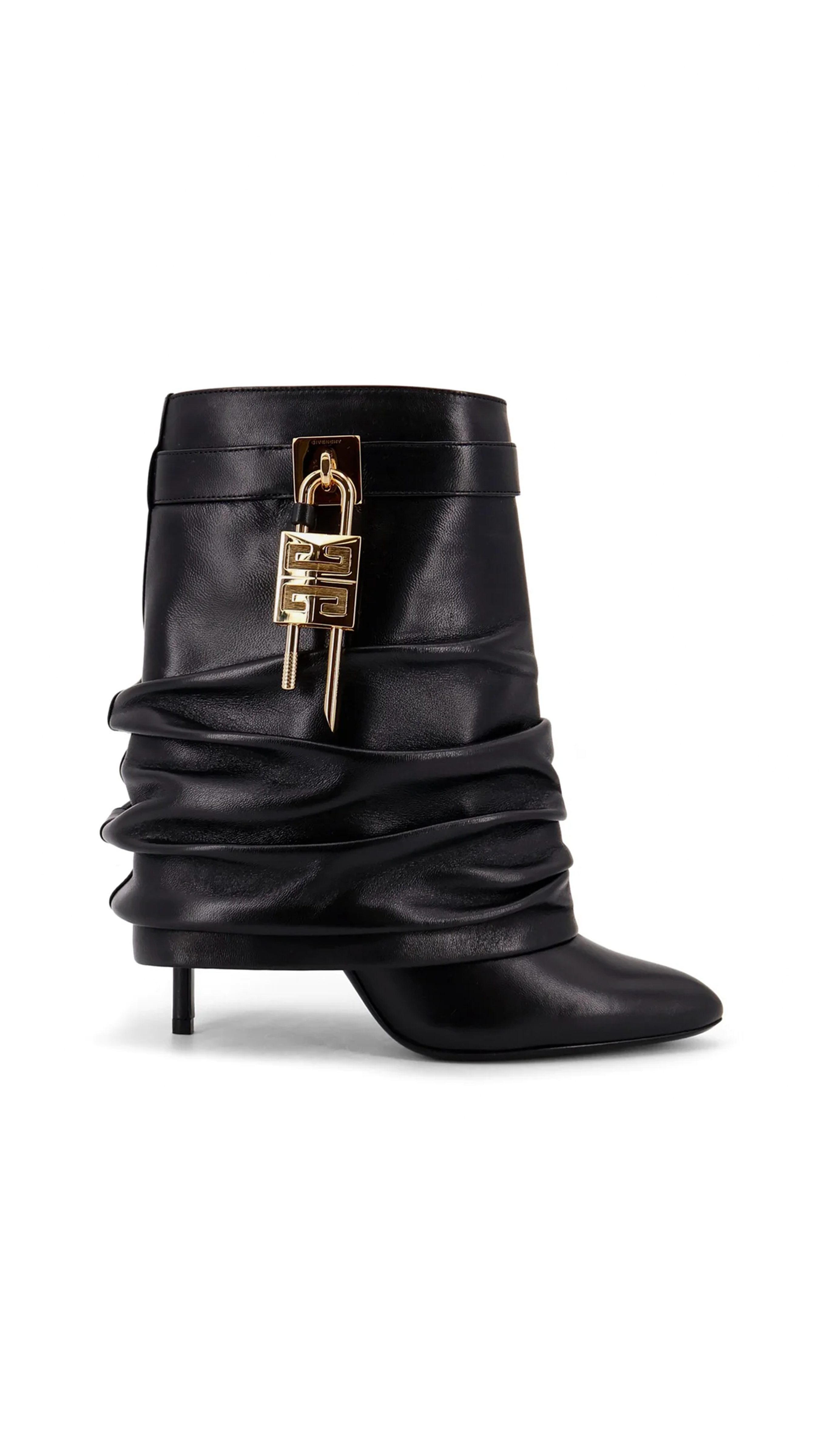 Shark Lock Stiletto Ankle Boots in Nappa Leather - Black