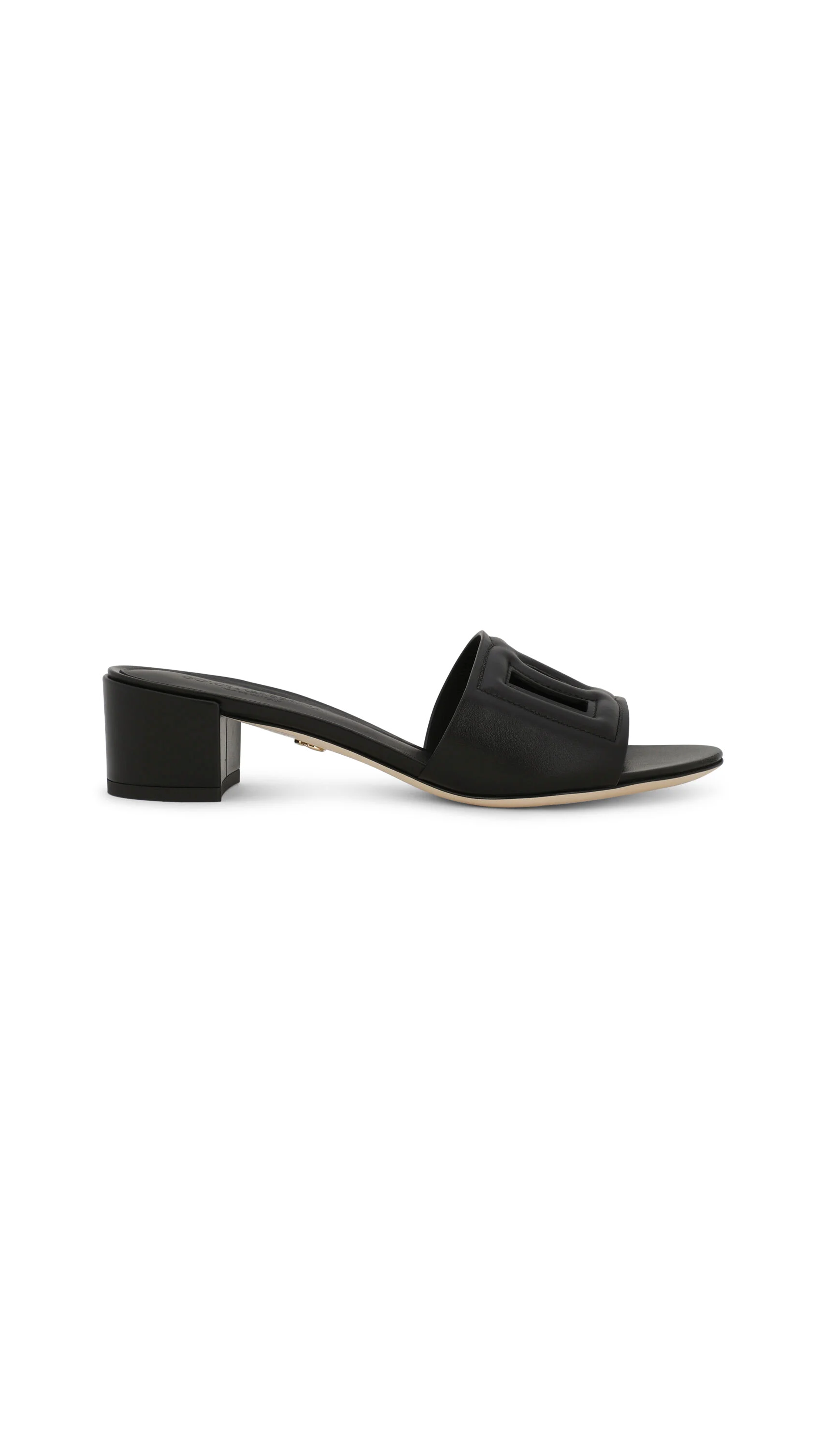 Calfskin Sliders with DG Logo - Black