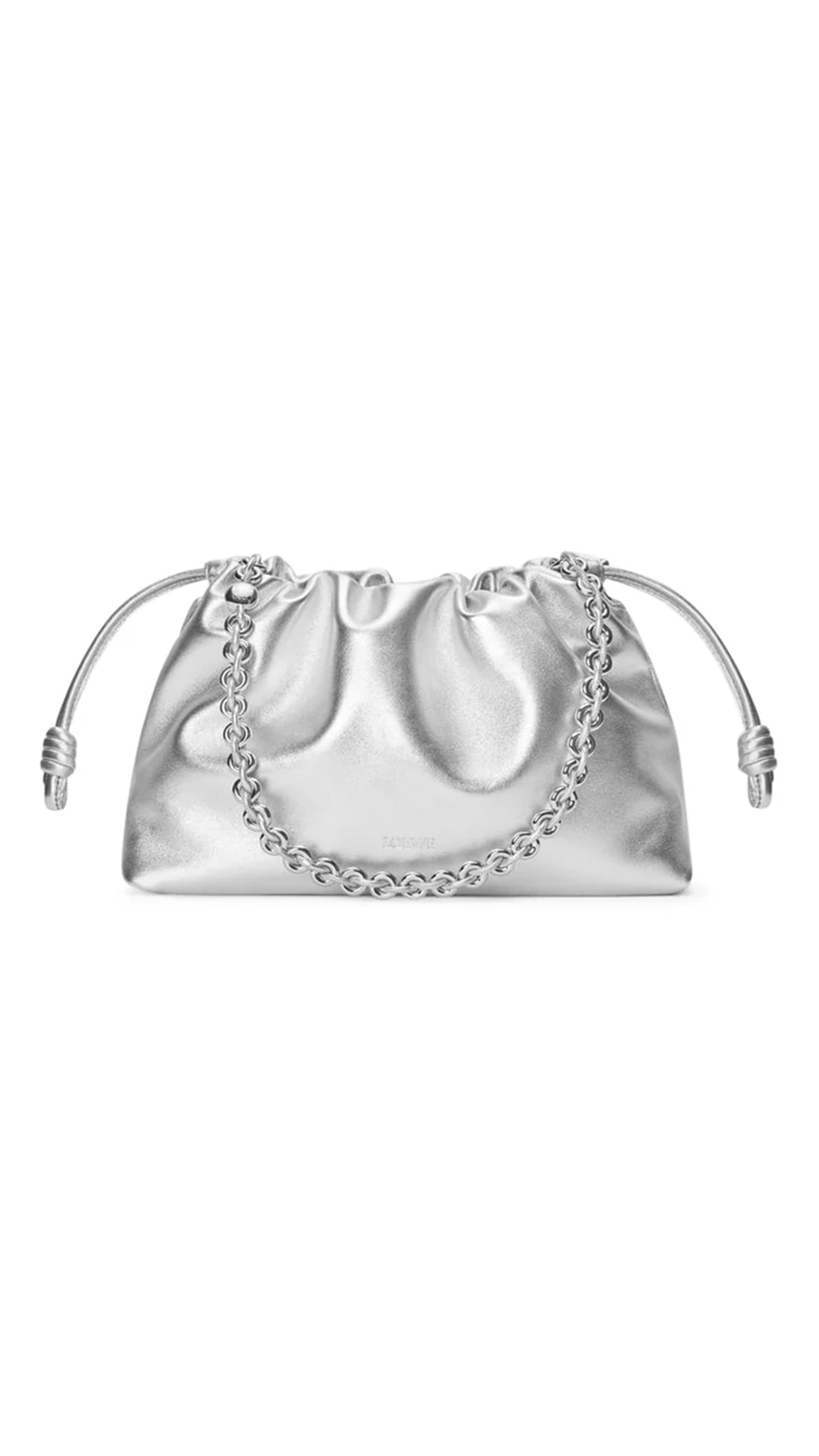 Medium Flamenco Purse in Laminated Lambskin - Silver