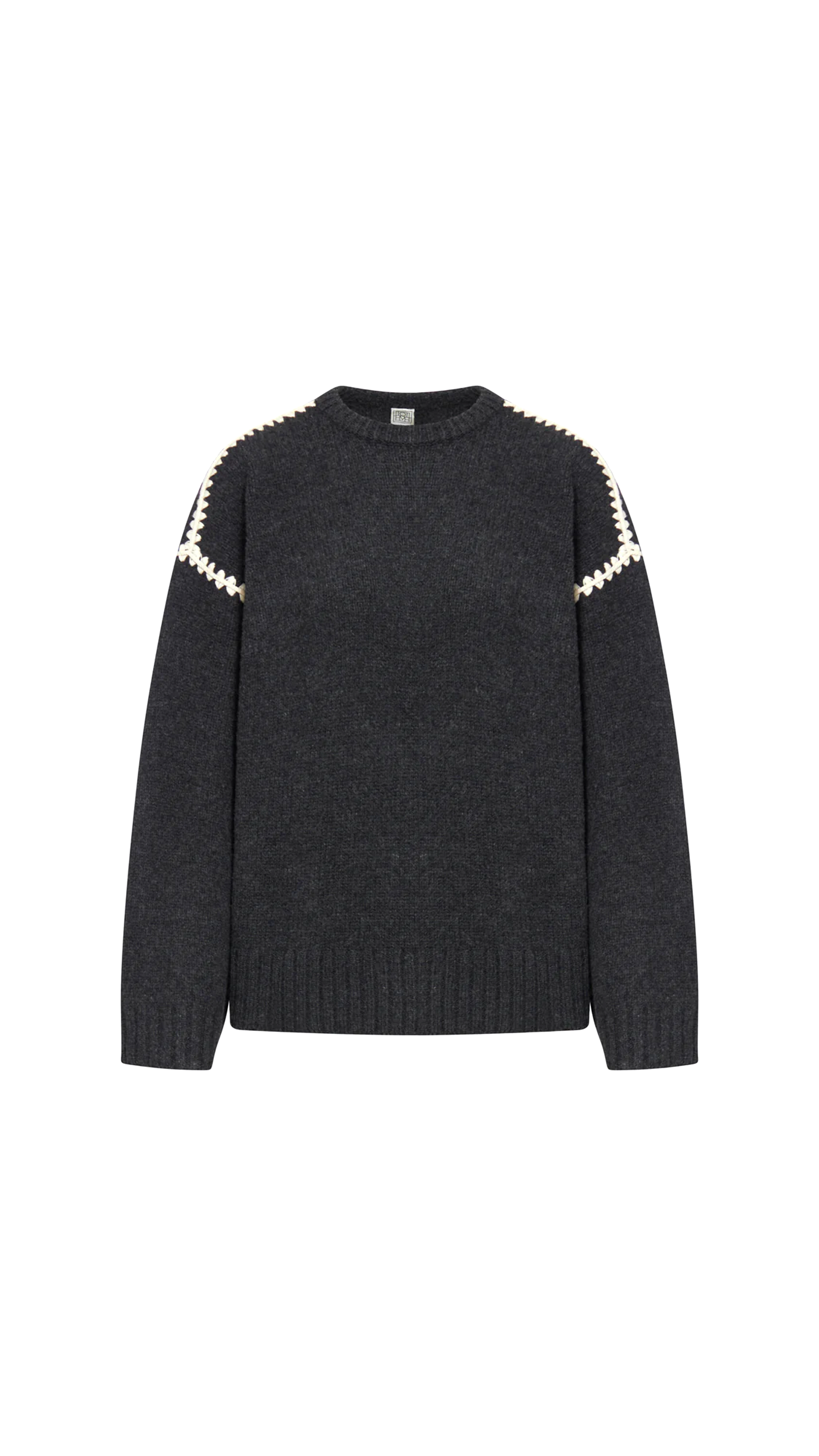 Embroidered Wool Cashmere Sweater - Grey