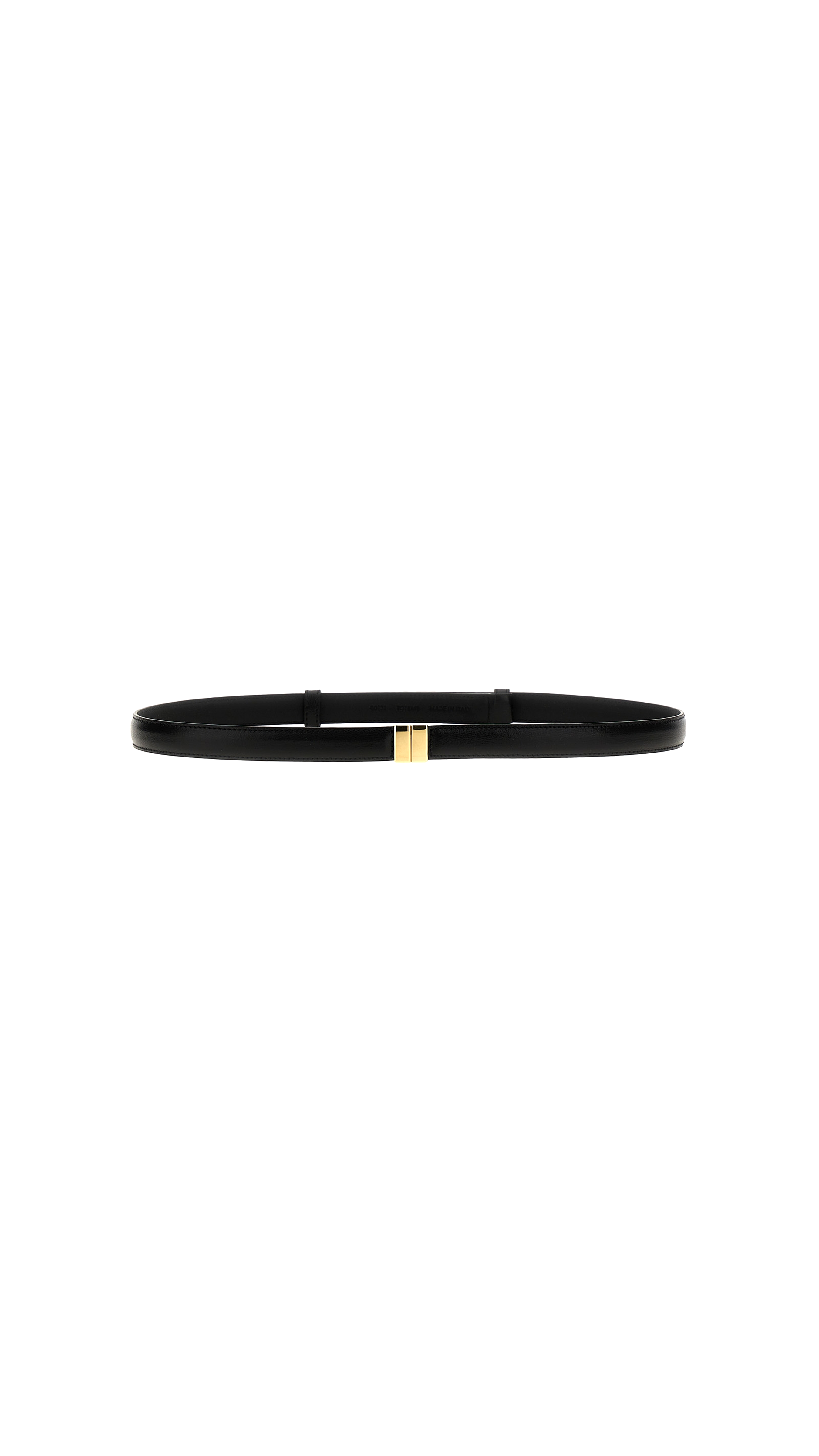 Leather Belt With Gold Metal Sliding Closure - Black