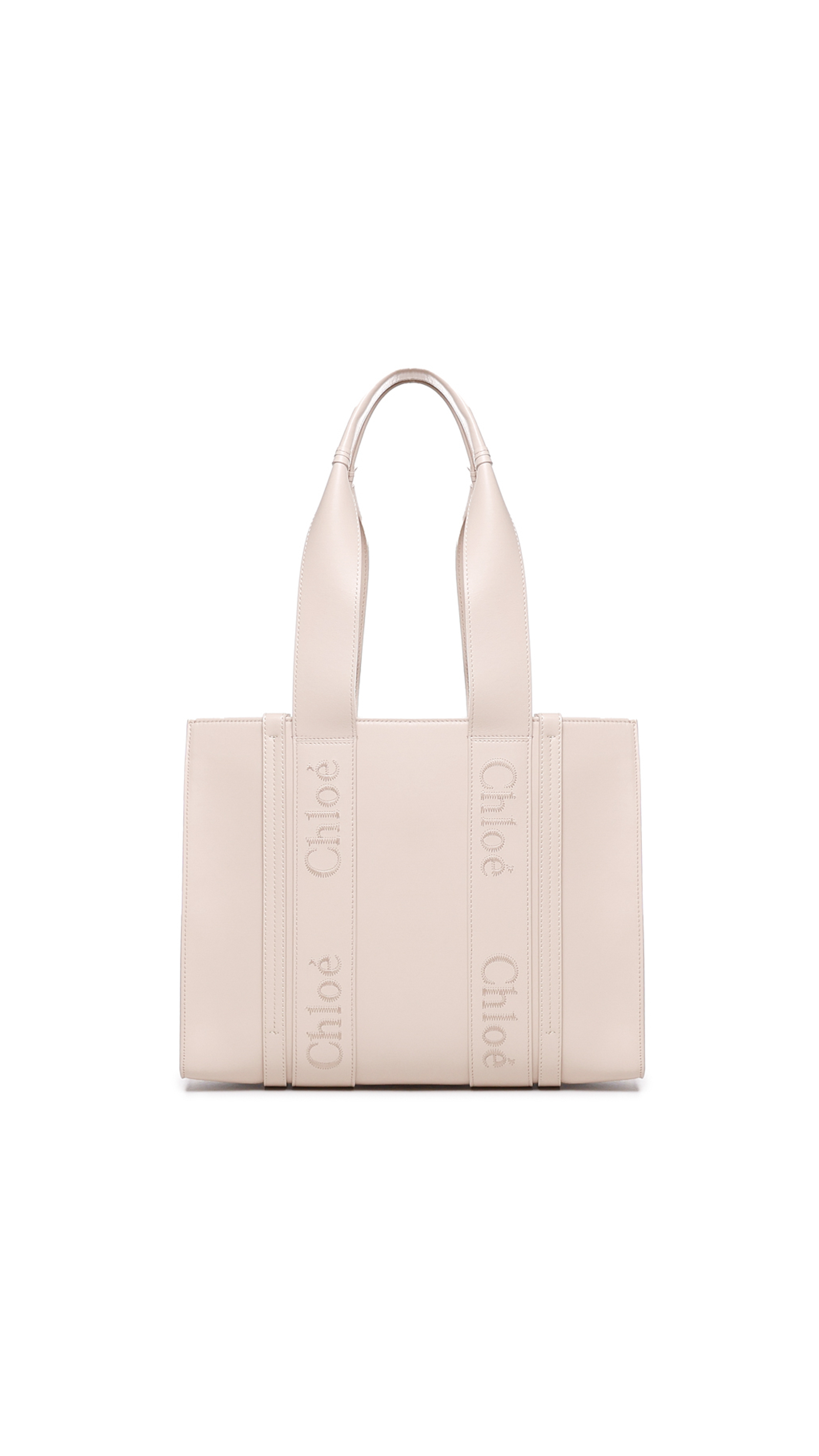 Medium Woody Leather Tote Bag - Blush Pink