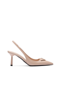 Brushed Leather Slingback Pumps - Powder Pink