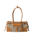 Prada Bonnie medium linen and leather handbag