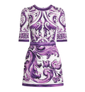 Majolica-print short dress