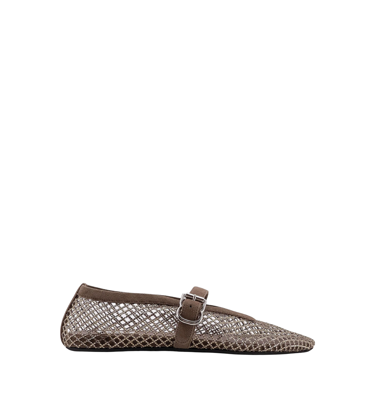 Flat mesh ballerinas with rhinestone detail