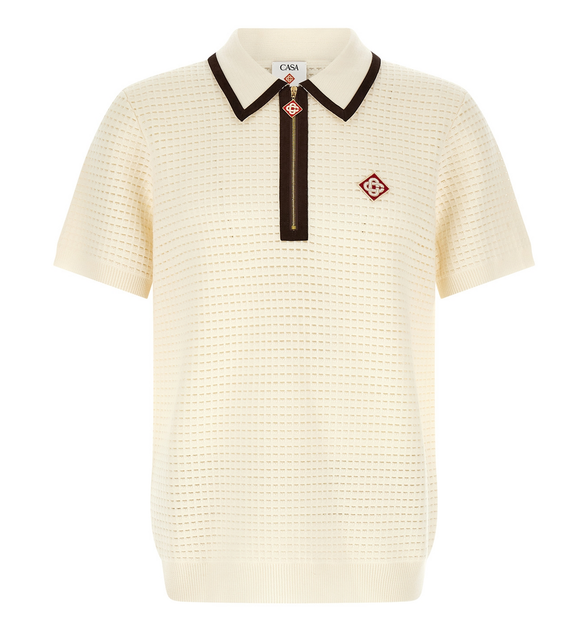 'Waffle stitch' knit polo shirt