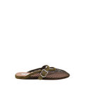 Fishnet mesh and leather sandals