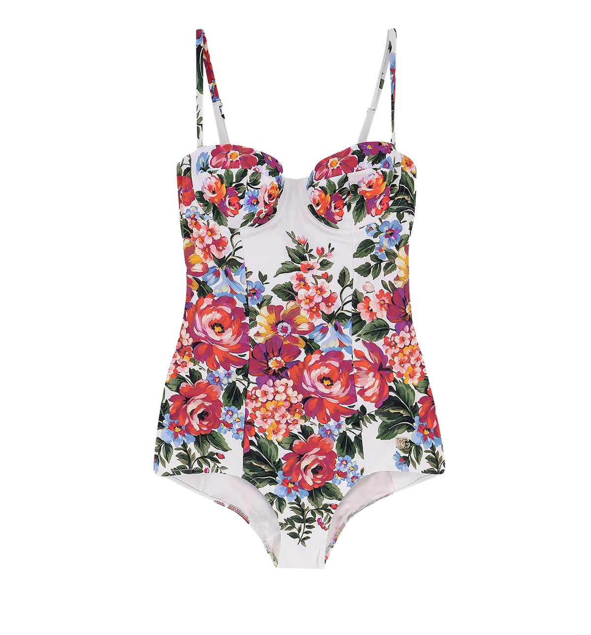 One-piece swimsuit with floral print