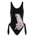 Knotted-strap one-piece logo swimsuit