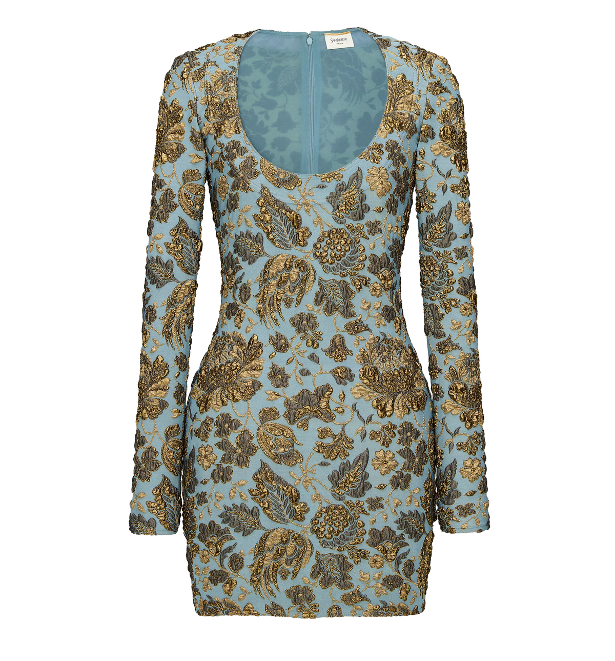 Décolleté Mini Dress In Stretch Brocade
