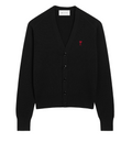 Black Wool Cardigan With Contrasted Ami De Coeur