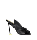 Boudoir heeled mules in nappa leather with bow