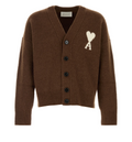 Brown stretch alpaca blend cardigan