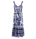 Cotton long dress with Maiolica print