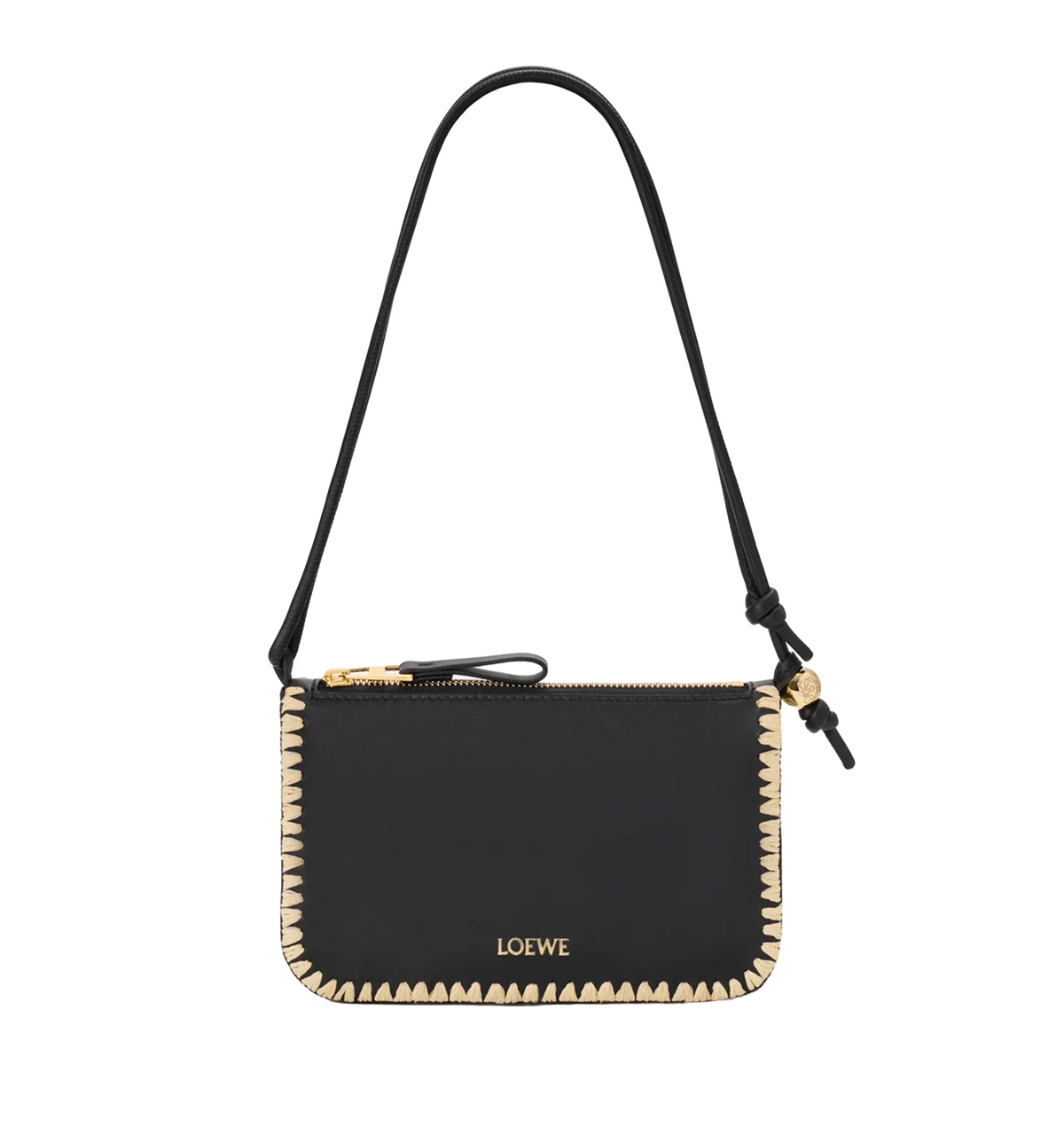 Rio pouch in classic calfskin and raffia