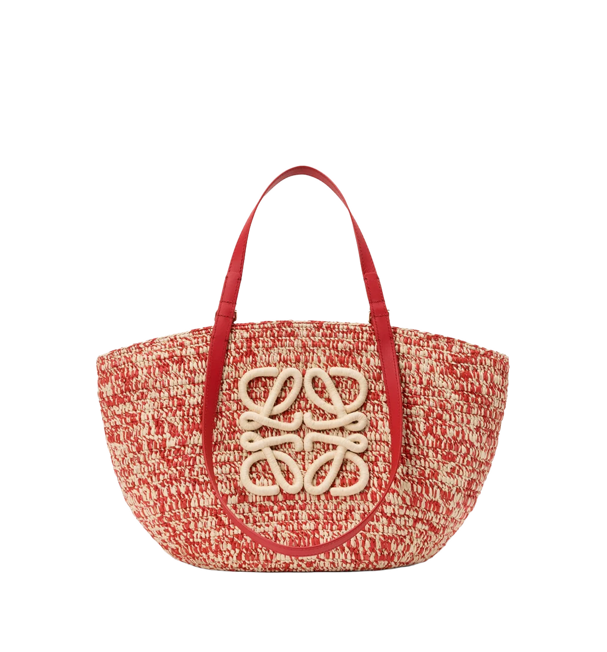 Medium Eclipse basket in raffia and calfskin