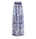 Long majolica-print chiffon skirt