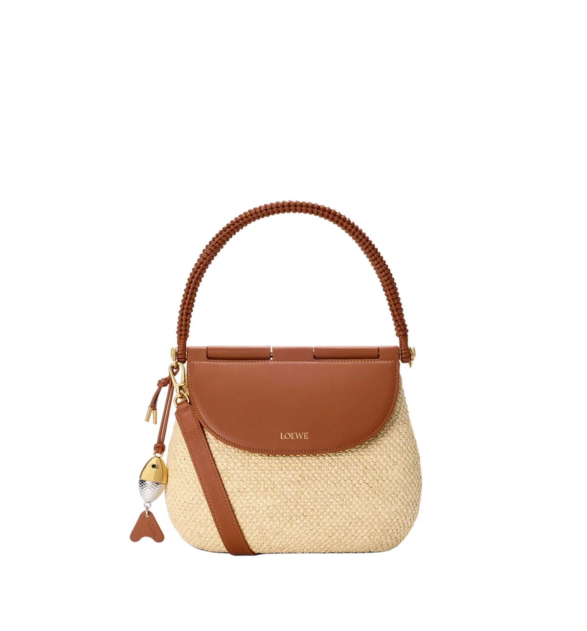 Medium Pescador bag in raffia and calfskin