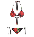 Rose-print triangle bikini