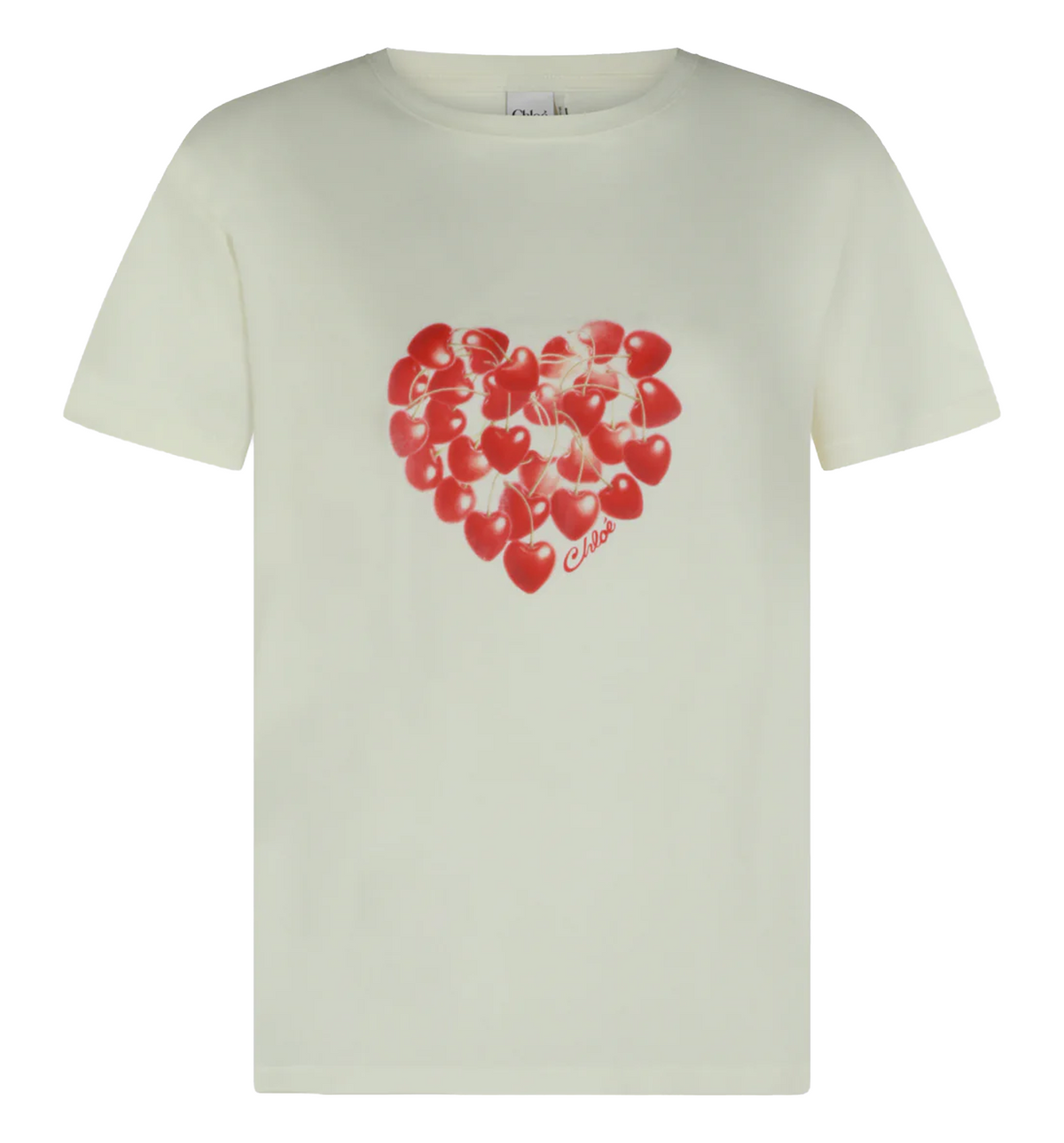 Cherry-Print Heart-Motif T-Shirt