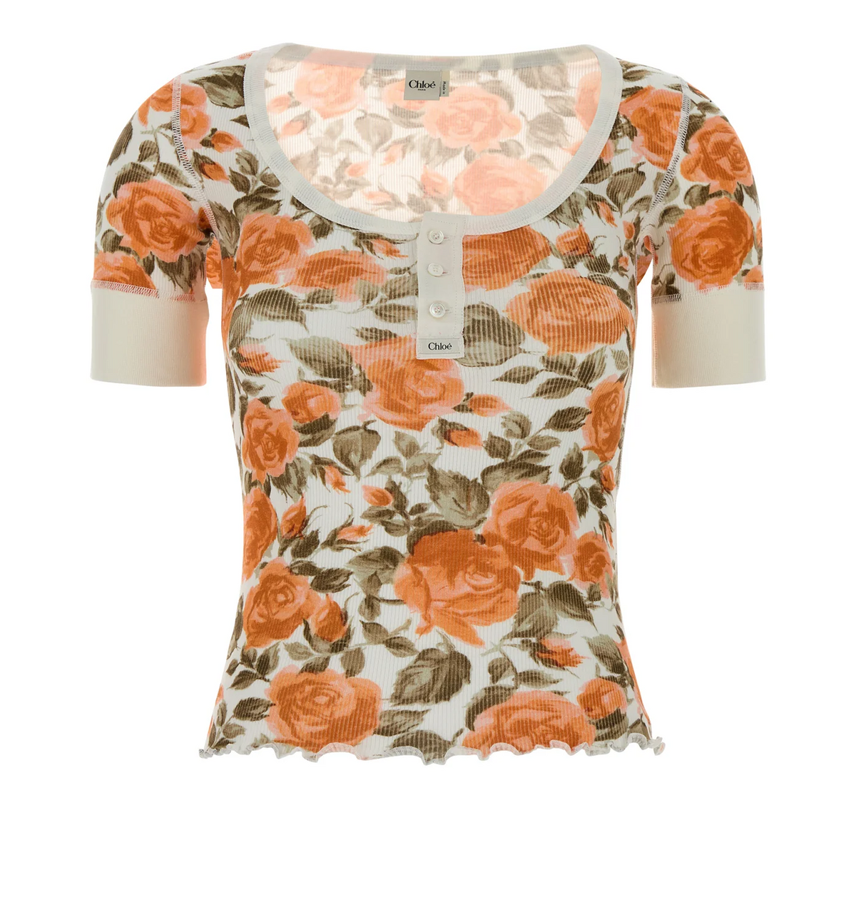 Short-sleeve Henley shirt in cotton jersey
