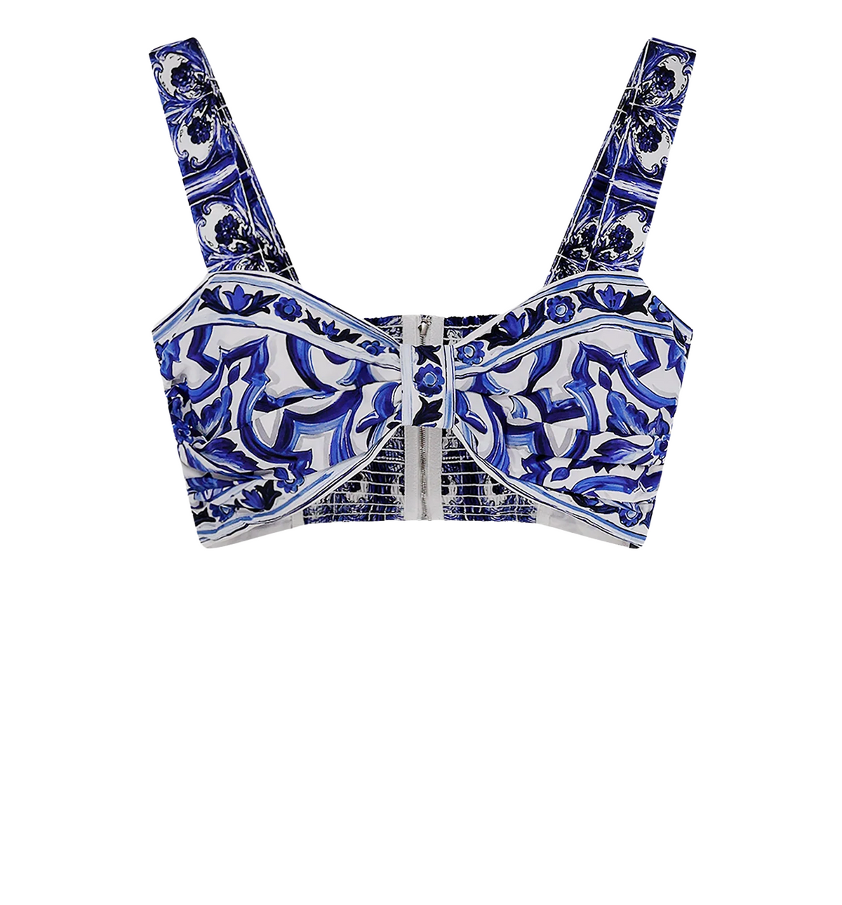 Cropped cotton top with Maiolica print
