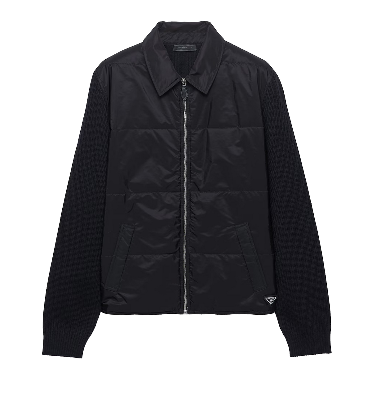 Wool and Re-Nylon gabardine cardigan