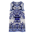 Majolica-print charmeuse top