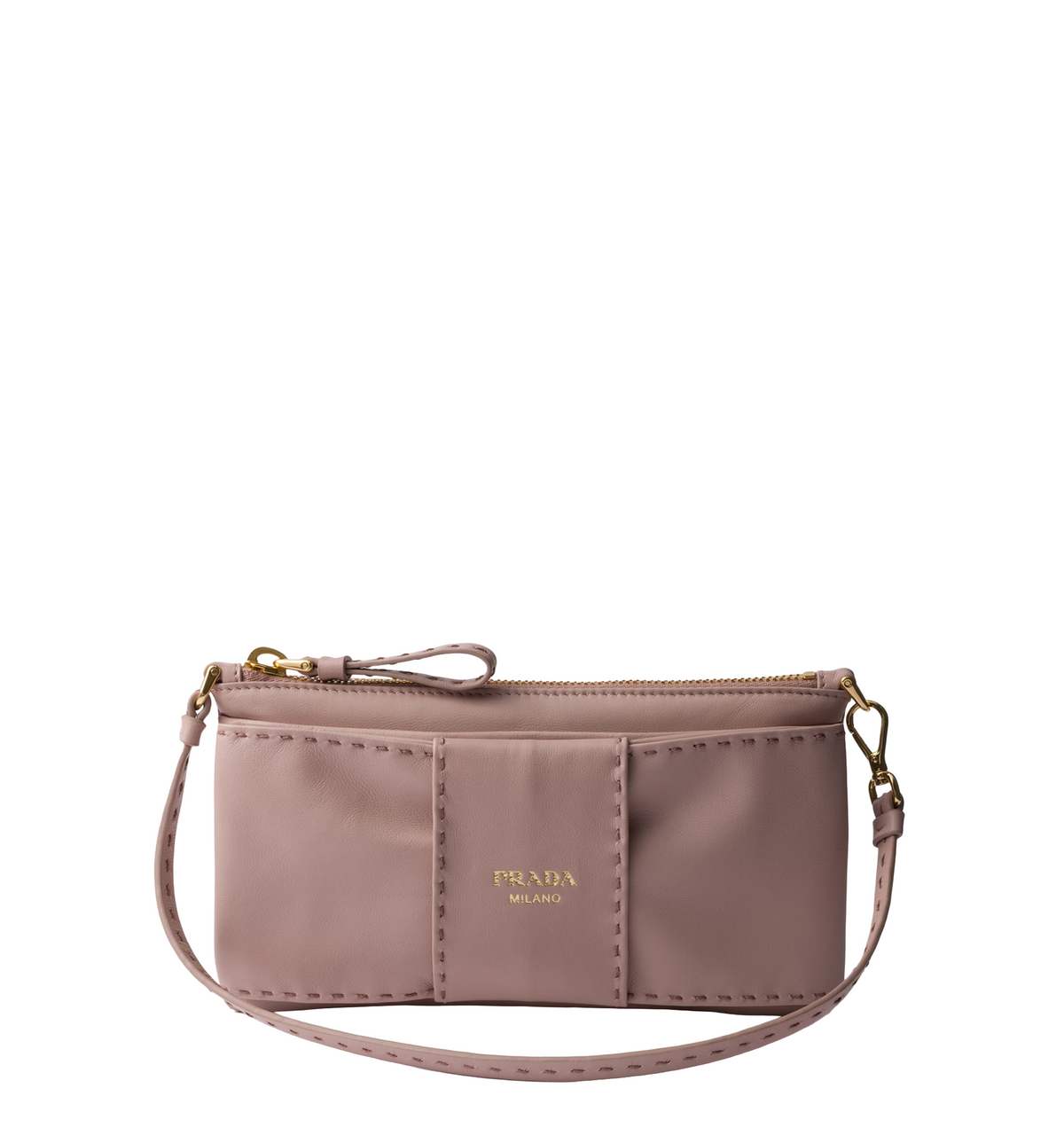 Nappa leather zipper pouch