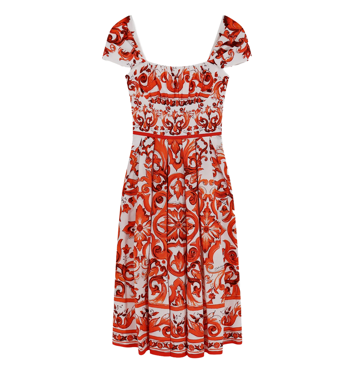 Majolica-print poplin dress