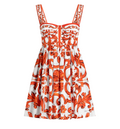 Majolica-print long poplin dress