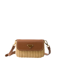 Small wicker and leather shoulder bag