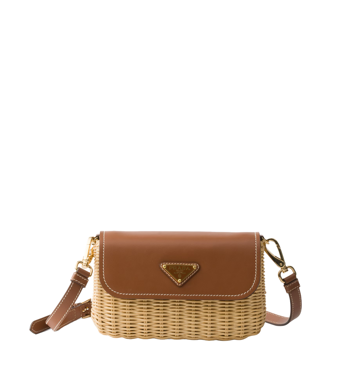 Small wicker and leather shoulder bag