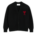 Black Wool Cardigan With Contrasted Ami De Coeur